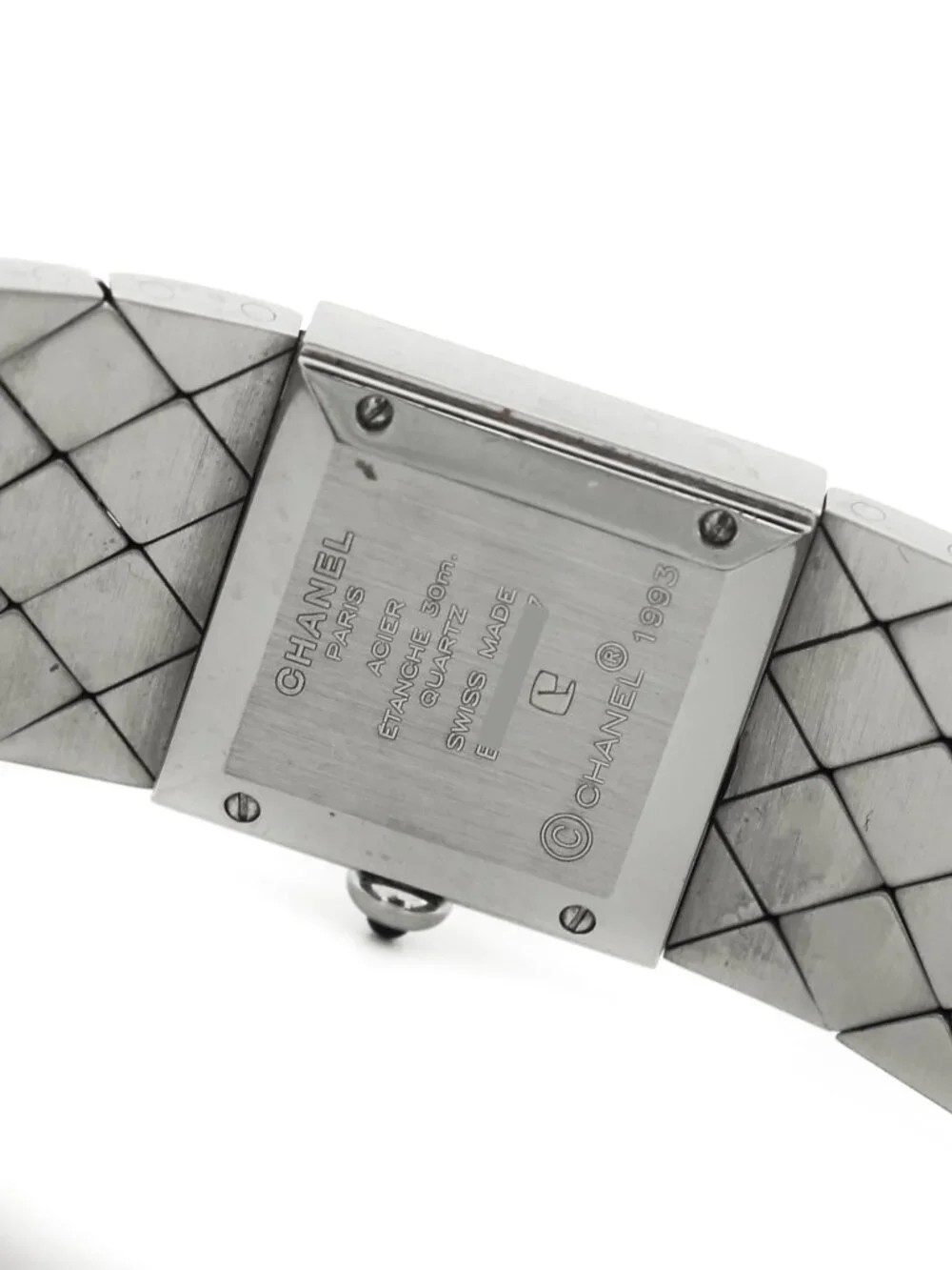 CHANEL Vintage Diamond Matelasse Stainless Steel Wristwatch